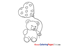 Bear Balloons Happy Birthday free Coloring Pages