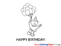 Bear Coloring Pages Happy Birthday for free