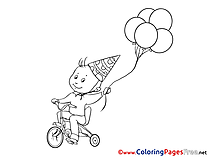 Bicycle Balloons Coloring Sheets Happy Birthday free