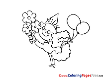 Bouquet Coloring Pages Happy Birthday for free