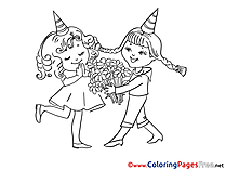 Bouquet Happy Birthday Colouring Sheet free