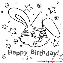 Bunny Colouring Page Happy Birthday free