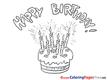 Cake Coloring Sheets Happy Birthday free