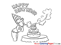 Cake Colouring Page Happy Birthday free