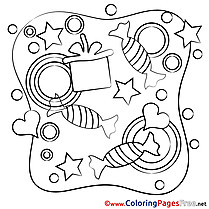 Candies printable Coloring Pages Happy Birthday