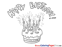 Candles Cake Happy Birthday Colouring Sheet free