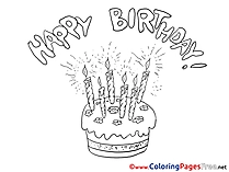 Candles Cake Happy Birthday Colouring Sheet free