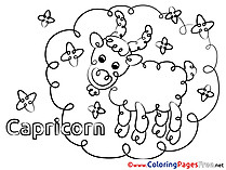 Capricorn Colouring Sheet download Happy Birthday