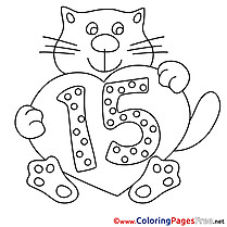 Cat 15 Years download Happy Birthday Coloring Pages