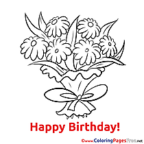 Chamomiles Happy Birthday free Coloring Pages