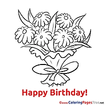 Chamomiles Happy Birthday free Coloring Pages