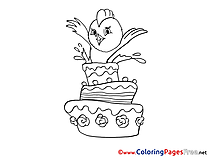 Chicken Happy Birthday Coloring Pages free