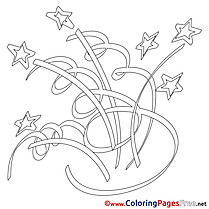 Firework Children Happy Birthday Colouring Page