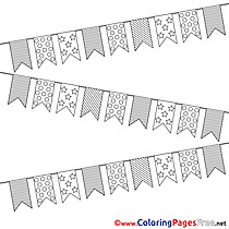 Flags Happy Birthday Coloring Pages download