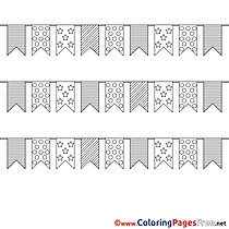 Flags Kids Happy Birthday Coloring Page
