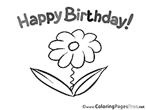 Flower Happy Birthday free Coloring Pages