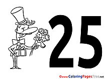Flowers 25 Years Kids Happy Birthday Coloring Pages