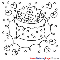 Free Cake Colouring Page Happy Birthday