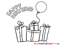Gifts Happy Birthday Coloring Pages free