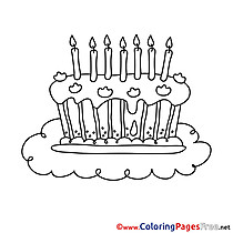 Happy Birthday Candles Cake Coloring Pages free