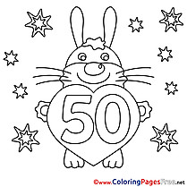 Hare 50 Years free Happy Birthday Coloring Sheets