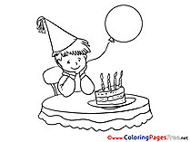 Holiday Boy Kids Happy Birthday Coloring Page