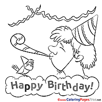 Horn Boy Bird printable Coloring Pages Happy Birthday