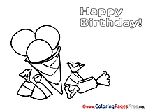 Ice Cream Colouring Sheet download Happy Birthday