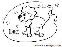 Leo Colouring Sheet download Happy Birthday