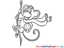 Monkey Coloring Sheets Happy Birthday free