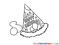Party Hat Colouring Sheet download Happy Birthday