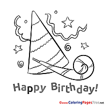 Party Hat for Kids Happy Birthday Colouring Page