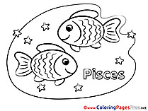 Pisces Happy Birthday Colouring Sheet free