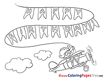 Plane Coloring Pages Happy Birthday for free