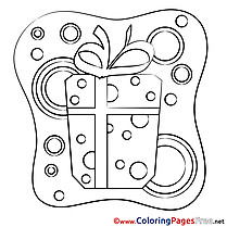 Present Colouring Page Happy Birthday free