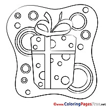 Present Colouring Page Happy Birthday free
