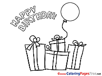 Presents Colouring Sheet download Happy Birthday