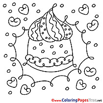 Printable Cake Happy Birthday  Coloring Sheets