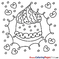 Printable Cake Happy Birthday  Coloring Sheets