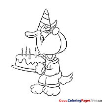 Puppy Coloring Pages Happy Birthday for free