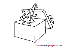 Puppy Gift download Happy Birthday Coloring Pages