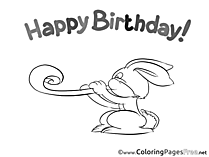 Rabbit Colouring Page Happy Birthday free