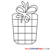 Ribbon Gift Happy Birthday Colouring Sheet free