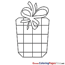 Ribbon Gift Happy Birthday Colouring Sheet free