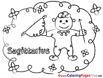 Sagittarius download Happy Birthday Coloring Pages