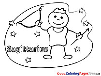 Sagittarius for Kids Happy Birthday Colouring Page