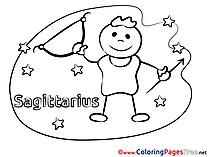 Sagittarius for Kids Happy Birthday Colouring Page
