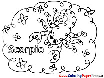 Scorpio Coloring Sheets Happy Birthday free