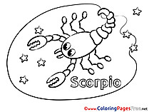 Scorpio Colouring Page Happy Birthday free