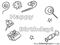 Sweets download Happy Birthday Coloring Pages